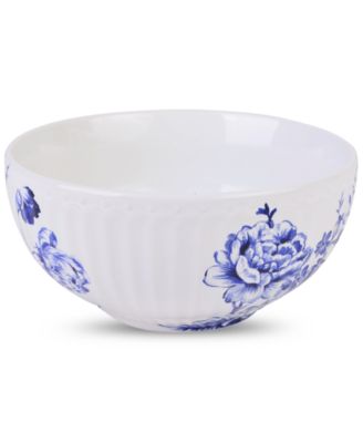 Cassian Embossed Toile Blue Porcelain 12 Pc. Dinnerware Set, Service for 4