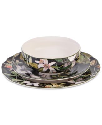 Borneo Black 12 Pc. Dinnerware Set, Service for 4