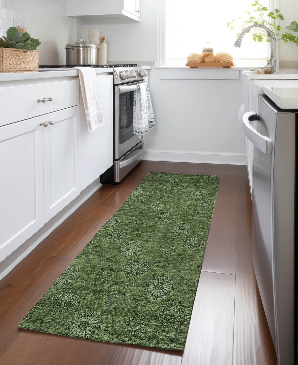 Addison Chantille Acn788 2'3''x7'6'' Runner Area Rug In Olive