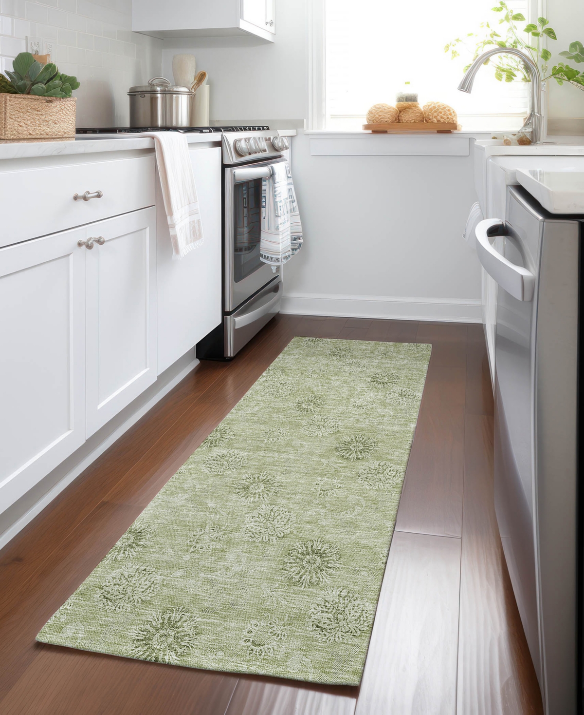 Addison Chantille Acn789 2'3''x7'6'' Runner Area Rug In Sage