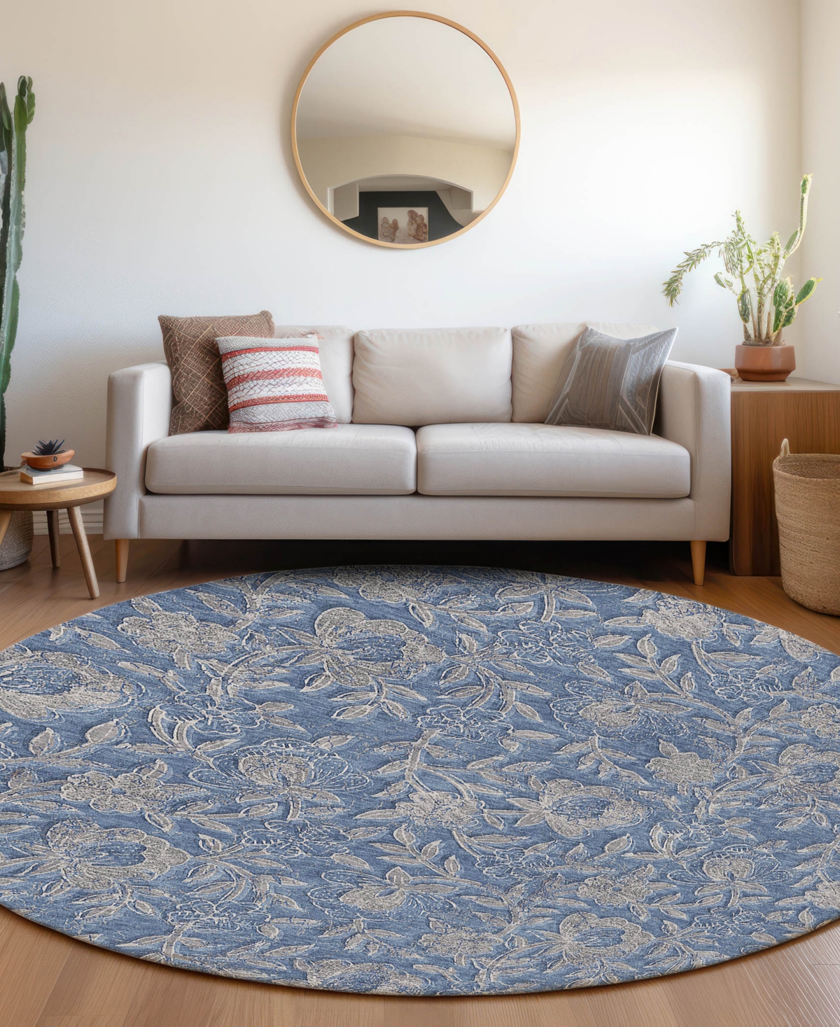 Addison Chantille Acn771 8'x8' Round Area Rug In Denim