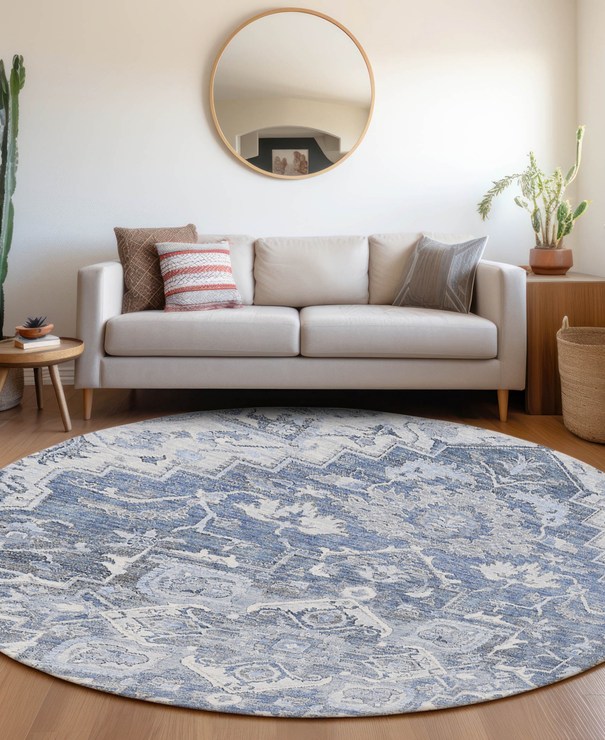 Addison Chantille Acn774 8'x8' Round Area Rug In Denim