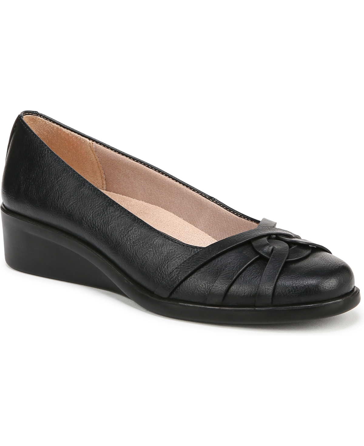 Women's Jorie Low Wedge Ballerina Flats - Lux Navy Faux Leather