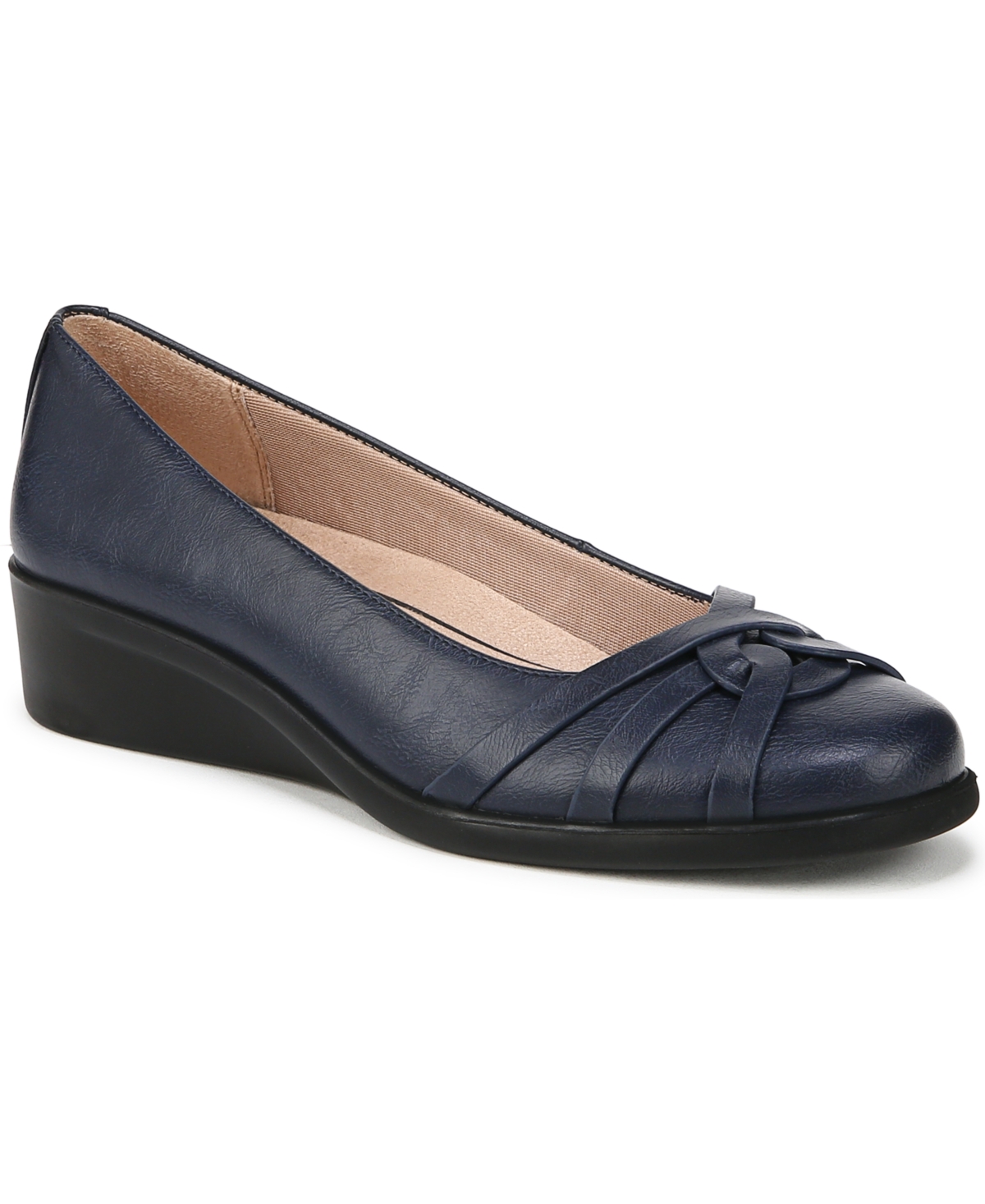 Women's Jorie Low Wedge Ballerina Flats - Lux Navy Faux Leather