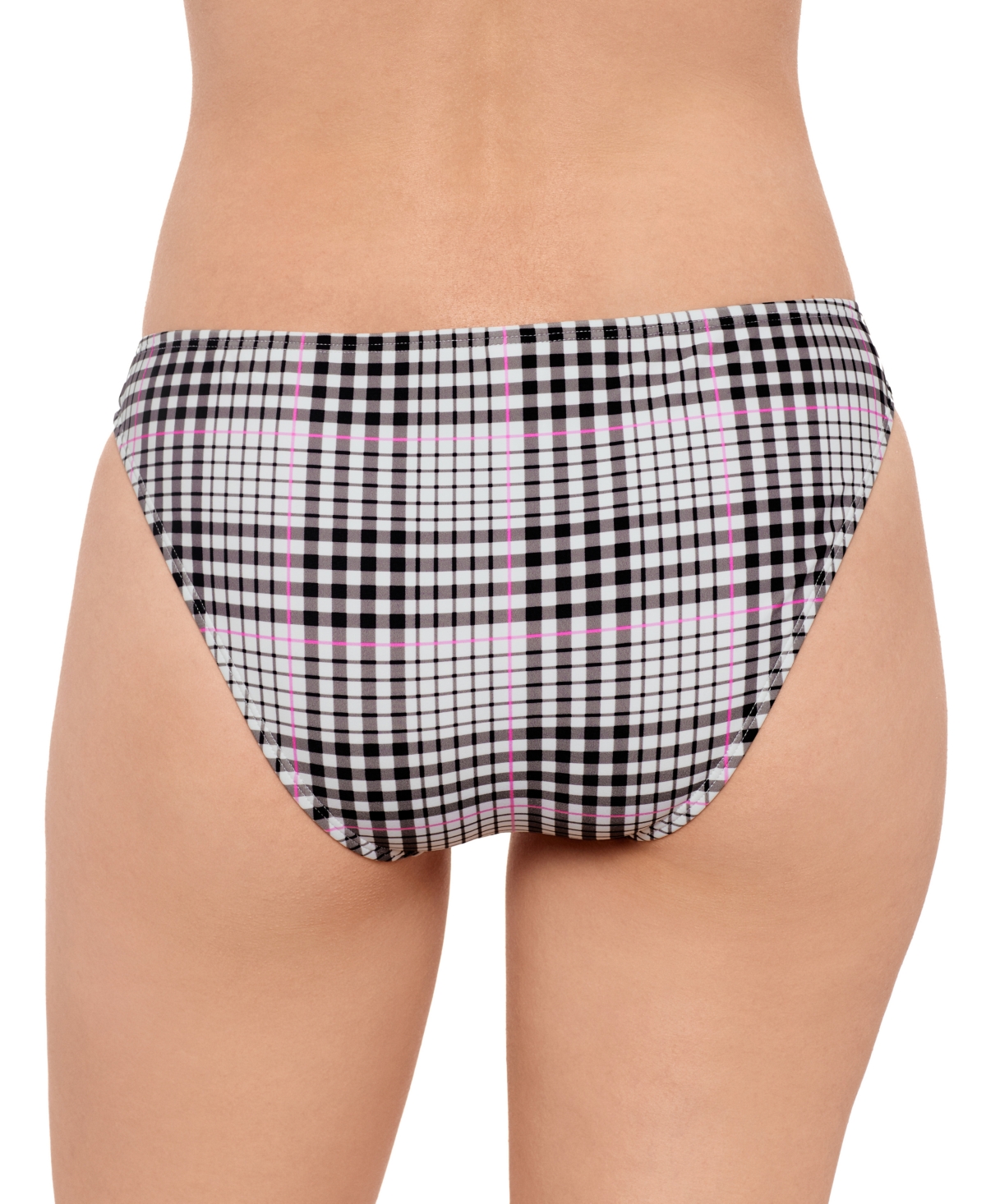 Salt + Cove Juniors' Plaid Hipster Bikini Bottoms, Exclusively At Macy's In Black,white