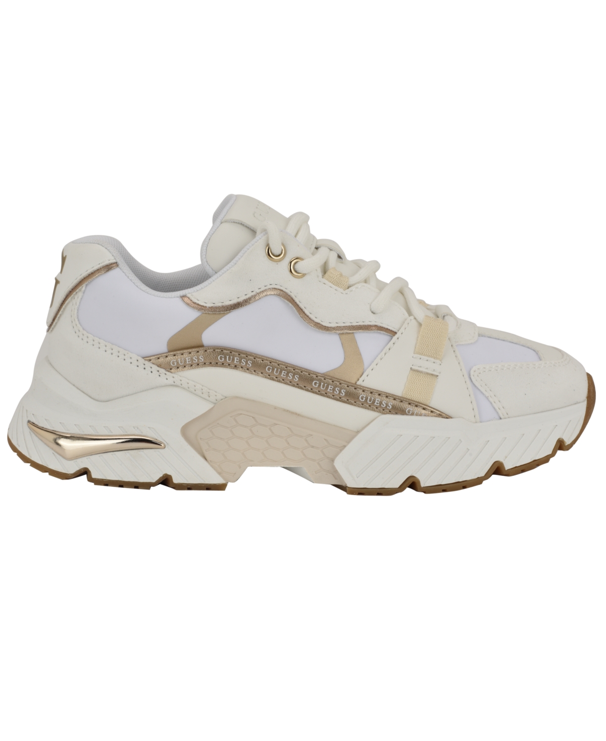 Guess Carrli Sneakers In White,gold Multi