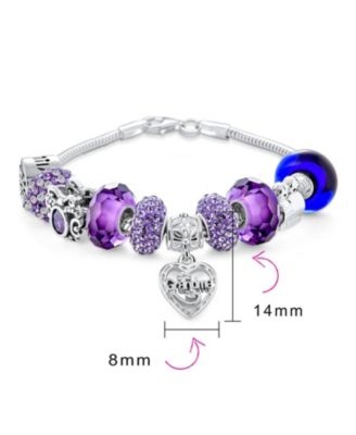 Purple Love Grandma Family Charm Bracelet Sterling Silver