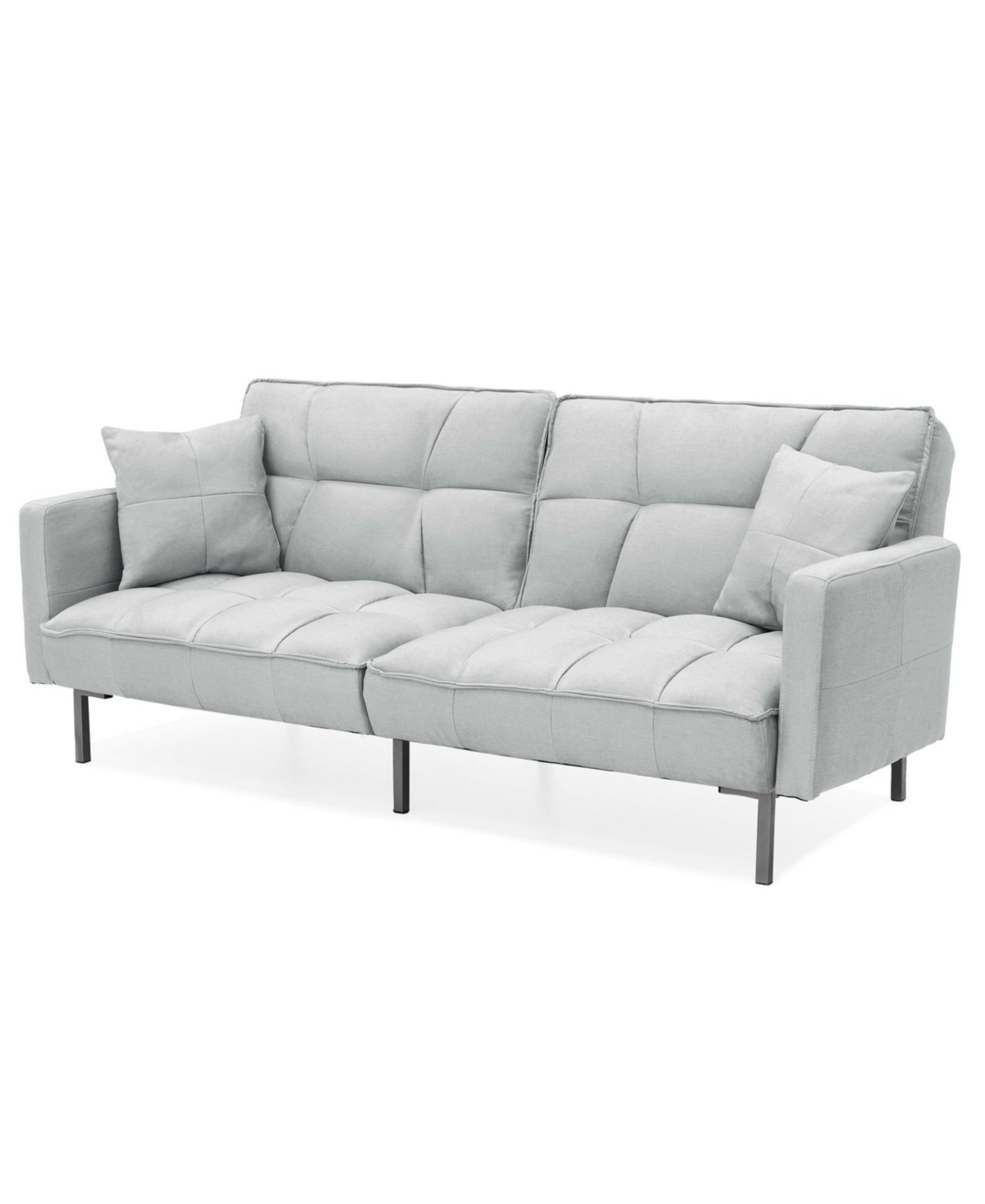 Slickblue Split-Back Convertible Futon Sofa - Linen Tufted Design for Small Spaces
