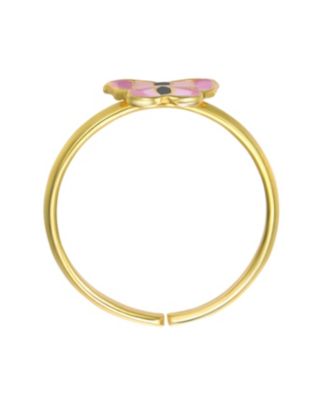 14k Gold Plated Enamel Butterfly Adjustable Ring
