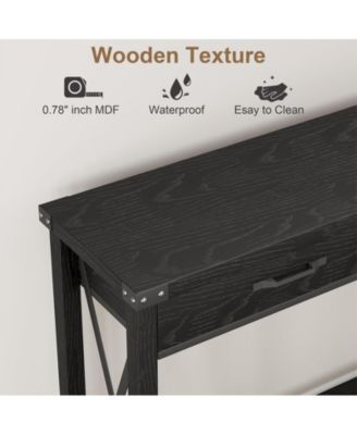 Wooden Entryway Table, Farmhouse Console Table with 2 Drawers, Sofa Table with Storage for Living Room, Hallway Foyer Table Home Furniture