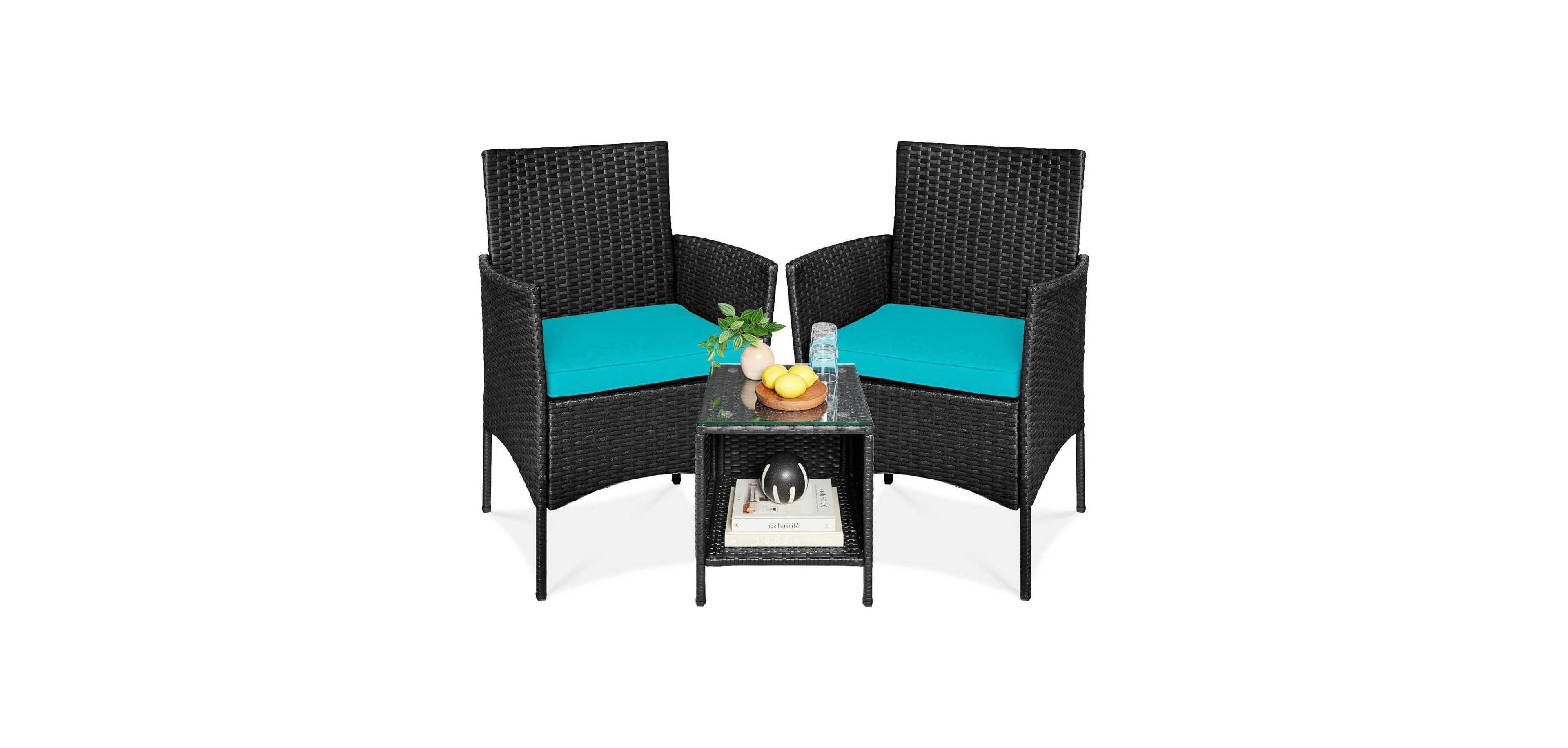 Slickblue 3-Piece Pe Wicker Outdoor Dining Patio Furniture Set With Cushions