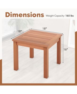 18-Inch Square Wooden Adirondack Side Table with Slatted Top for Indoor and Outdoor Use