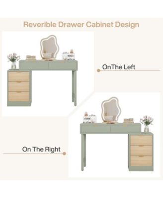 Makeup Vanity Desk with 5 Drawers, Modern Vanity Desk with Storage, Small Wood Dressing Table for Bedroom, Narrow Space (Without Mirror)