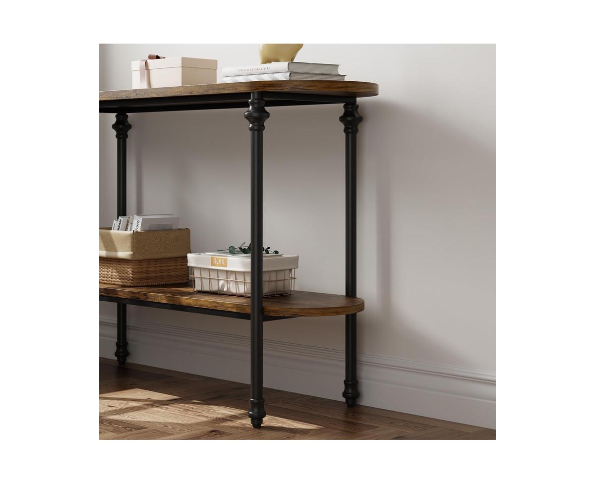 gaomon Entryway Table, Long Console Table with Storage, 2 Tier Wood Console Table with Metal Frame and Mdf, Sofa Tables Behind Couch, Hallway Ta