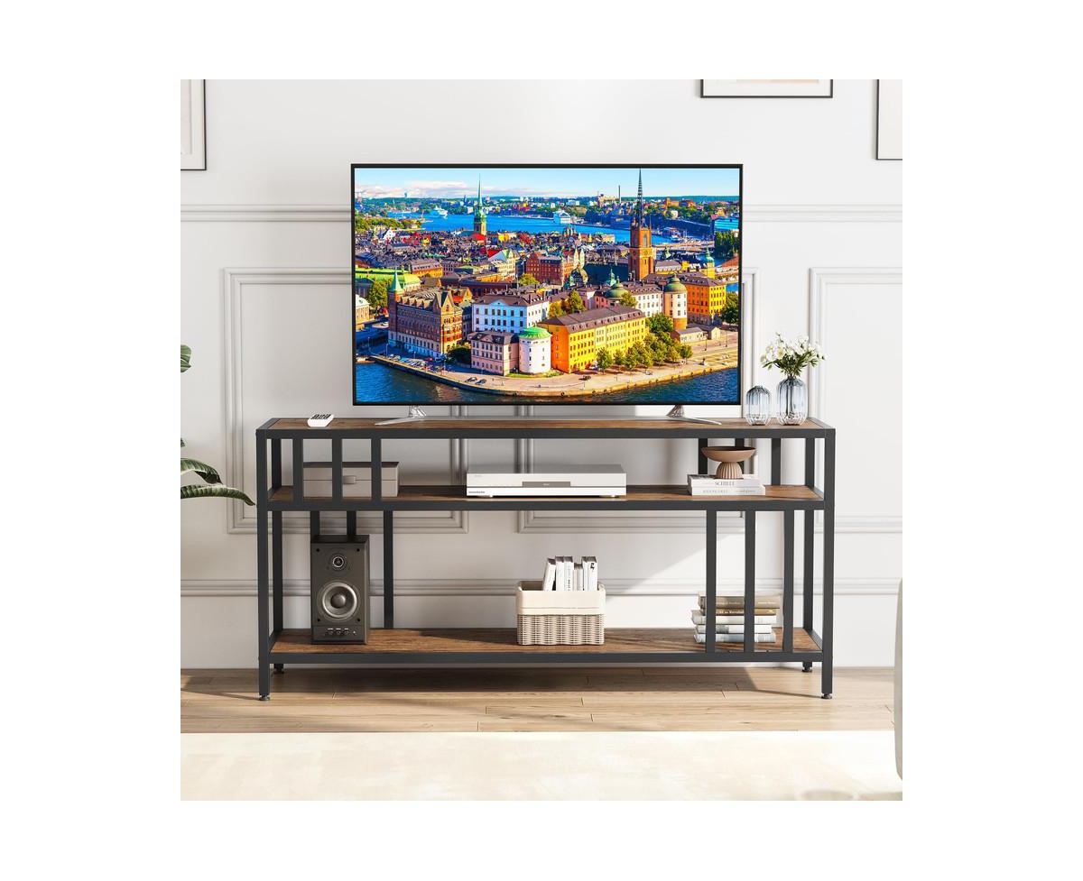 gaomon Tv Stand for Tv up to 65 Inches, Entertainment Center with Open Storage Shelves, Tv Media Console Table with Quadruple-Tube Support for Liv