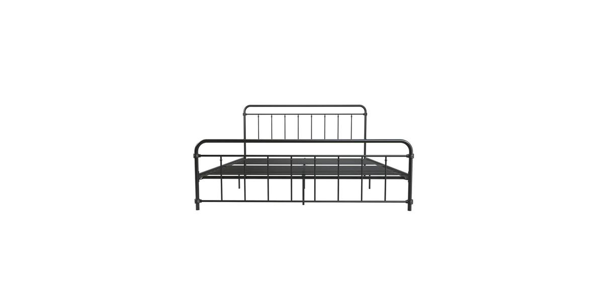 Slickblue Vintage Metal Platform Bed Frame with Headboard and Footboard