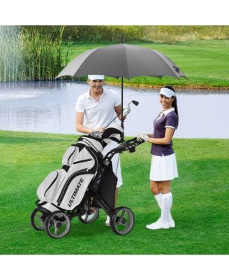 4 Wheels Foldable Golf Push Pull Cart Trolley w/ Brake Waterproof Bag