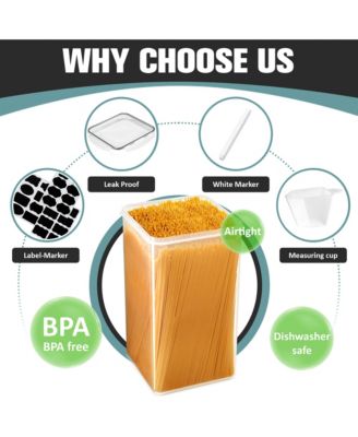 6 Pack (6.5L/219.79 Oz) Airtight Food Storage Containers with Locking Lids, Measuring Cups & Labels