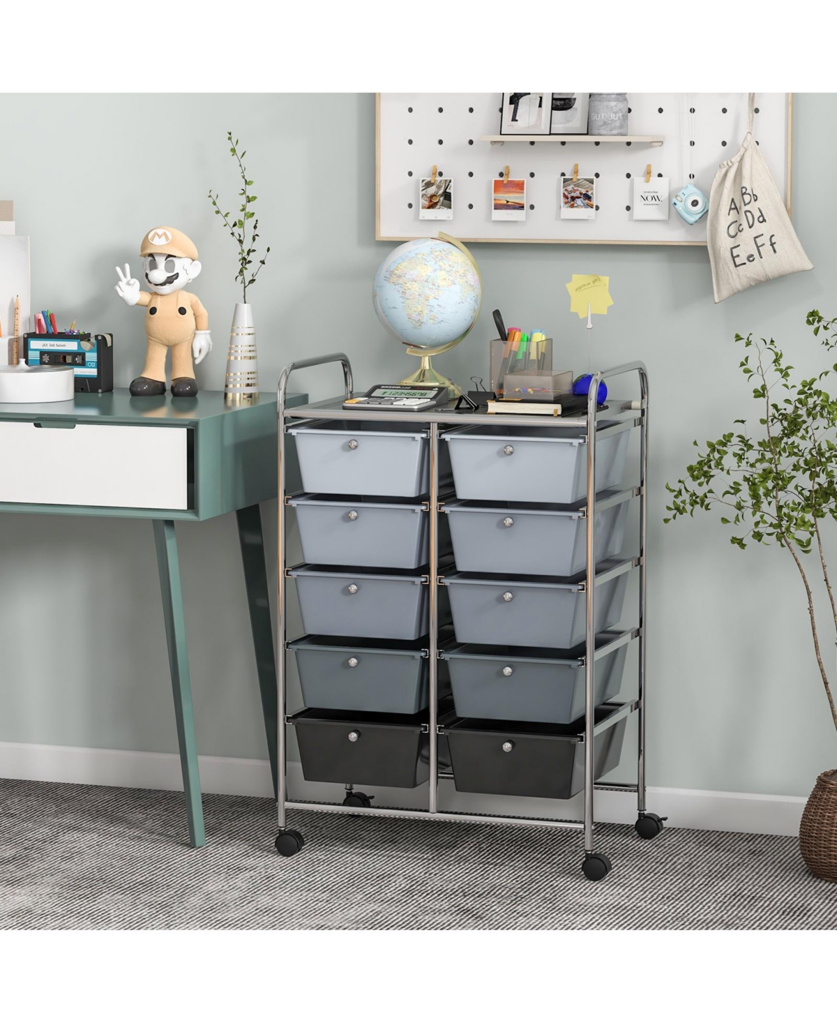 Gouun 10-Drawer Rolling Storage Cart