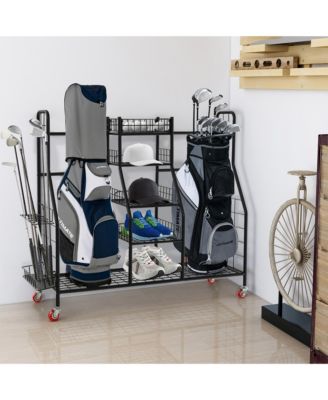 Extra Large Golf Bag Storage Organizer for Garage Fits 2 Golf Bags &amp; Accessories