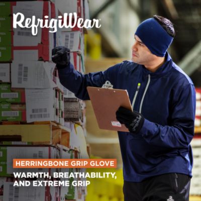 Men's Herringbone Grip Glove - Durable Non-Slip Work Gloves for Cold Conditions, Pack of 12 Pairs