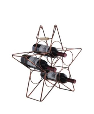 – Metal Countertop Tabletop Wine Rack - Freestanding Modern Wine Bottle Holder Stand, Brushed Copper- No Assembly Required