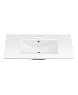Bathroom Ceramic Vanity Top with Three Holes in White