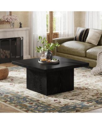 Square Coffee Table, 31.5-Inch Engineered Wood Coffee Table, Vintage Brown Center Table, Large Mid-Century Modern Cocktail Table