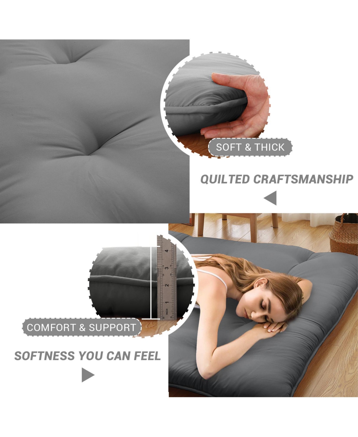 gaomon Japanese Floor Mattress Twin, Portable Futon Mattress Thicken Sleeping Mattress, for Camping & Guest Room