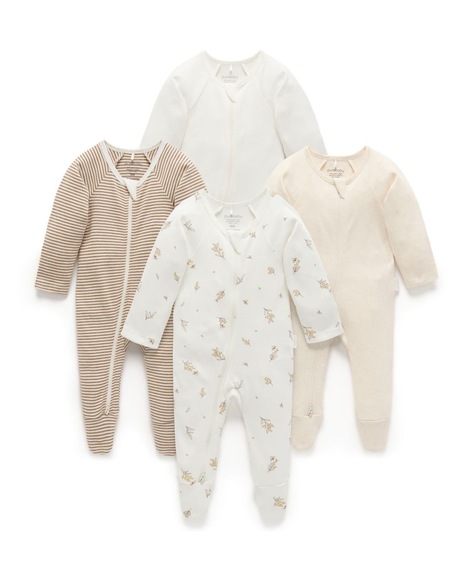 Baby Girl and Baby Boy Zip Coverall 4 Pack