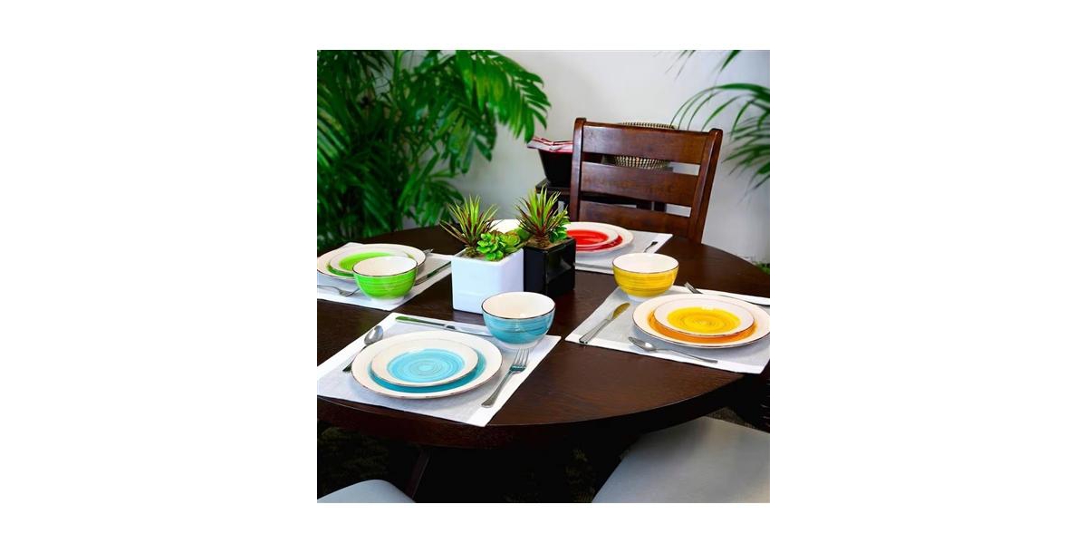 Slickblue 12-Piece Ceramic Dinner Set Service for 4 for Dining and Entertaining