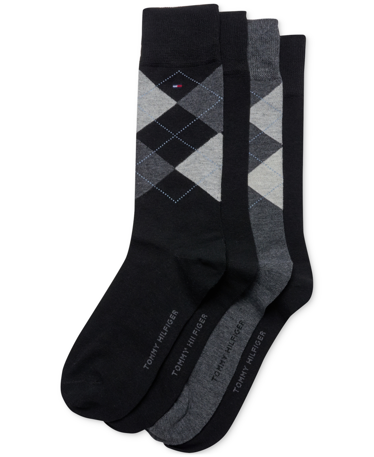 Tommy Hilfiger Men's 4-Pk. Argyle Crew Dress Socks - Black Assorted