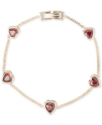 Givenchy Gold-Tone Red Cubic Zirconia Heart Flex Bracelet Macy's