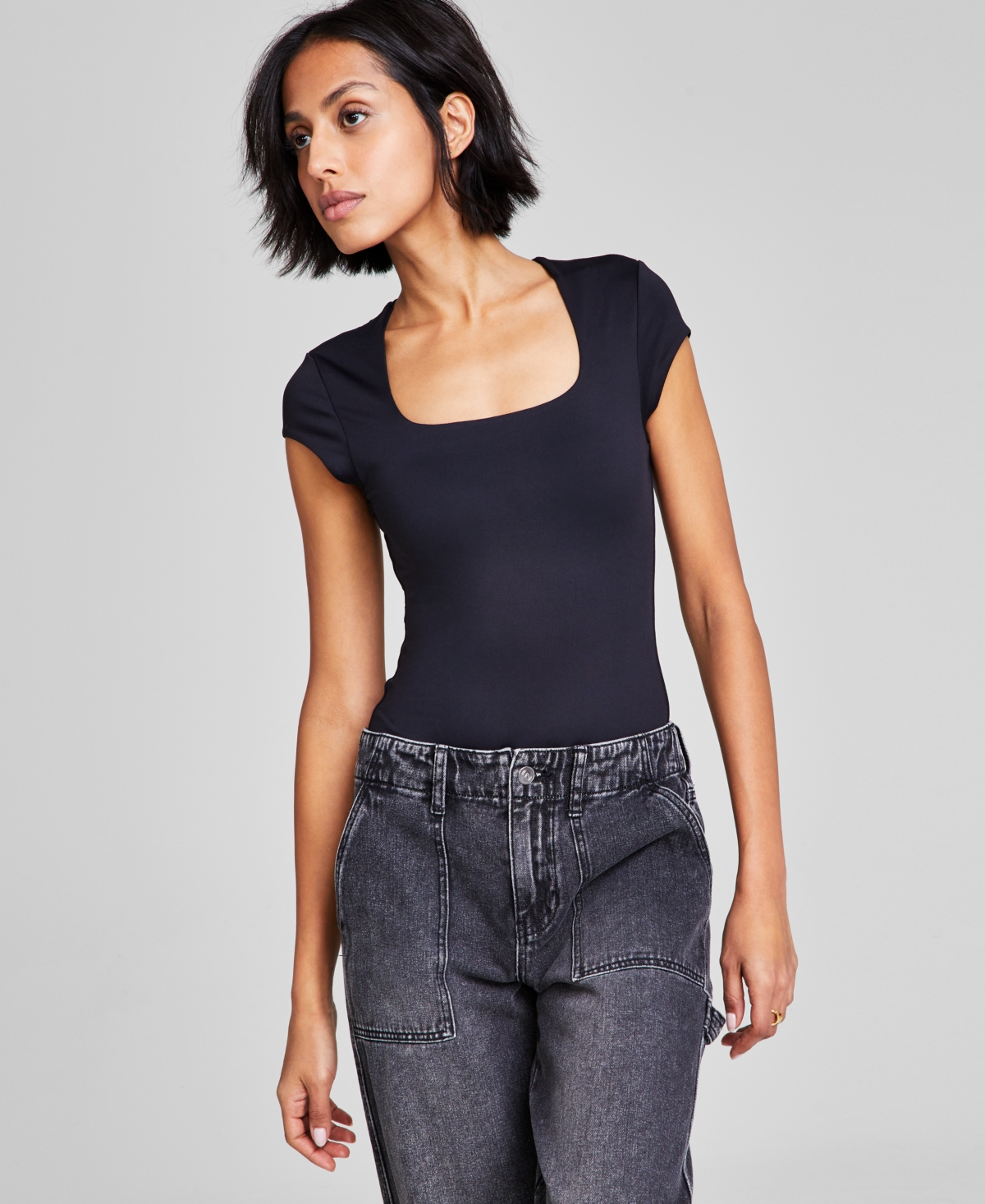 AND NOW THIS WOMEN'S TIARA ROUNDED-SQUARE-NECK BODYSUIT 