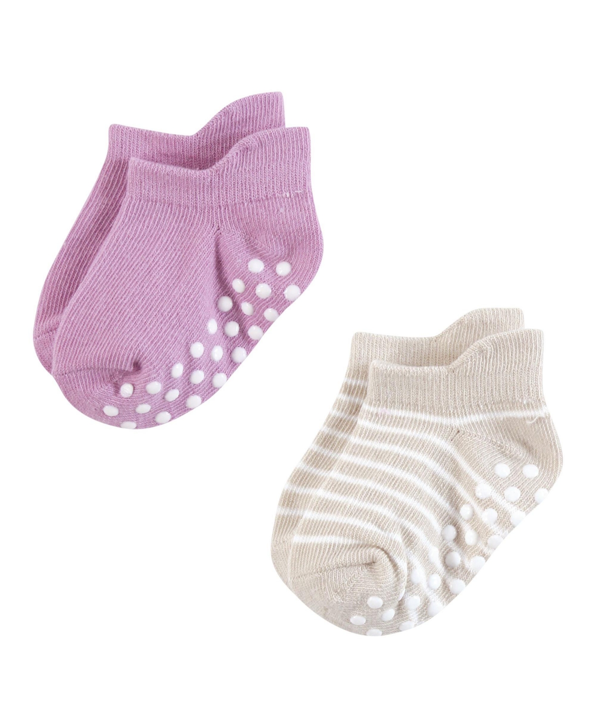 Hudson Baby Baby Girls Hudson Non-Skid No-Show Socks Asst Stripes, 12-24 Months