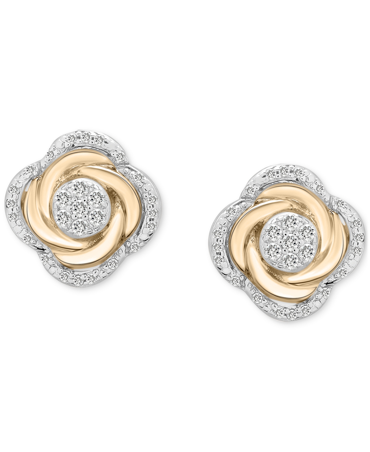 Macy's 2-pc. Set Diamond Pendant Necklace & Earrings (1/2 Ct. T.w.) In 14k Gold-plated Sterling Silver, Exc In Gold-plated Sterling Silver