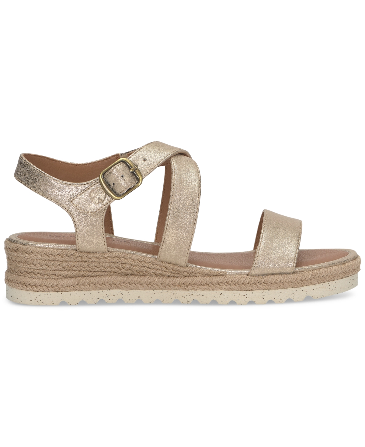 Lucky Brand Women's Trianna Strappy Espadrille Wedge Sandals In Platino Burnished Leather