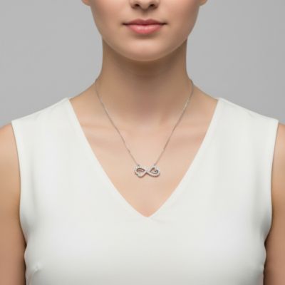 Sterling Silver White Gold Plated Cubic Zirconia Dainty Bow Neckalce