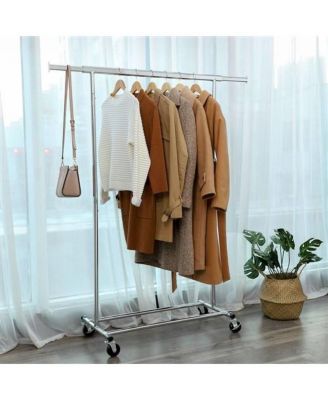 Heavy Duty Chrome Plated Garment Rack with Clothes Hanging Bar on Wheels Durable and Mobile