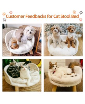 Luxury Pet Soft Warm Cat Dog Bed Wood Legs with Cushion Pad Nesting Bed Washable