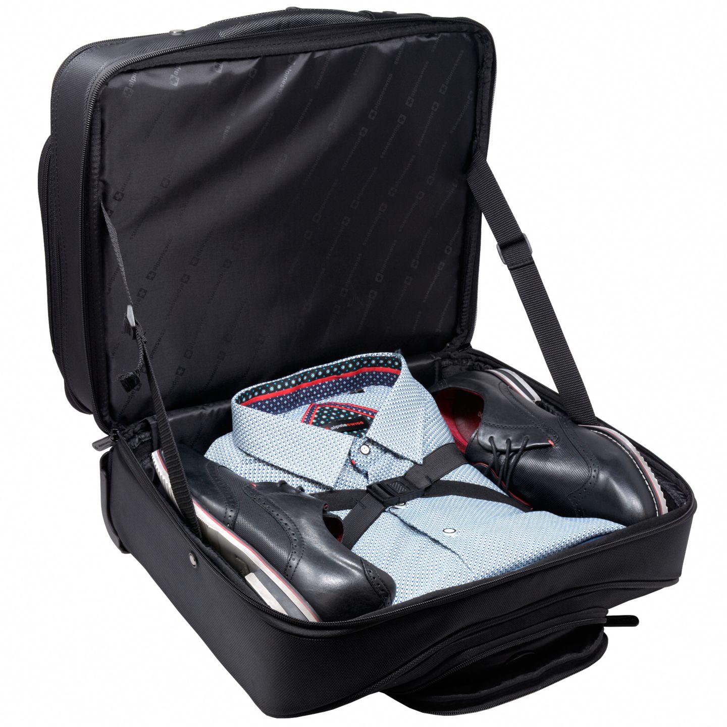 Женская сумка Alpine Swiss Rolling Briefcase Wheeled Overnight Carry on Bag up to 15.6” Laptop, цвет: Чёрный — фото 11