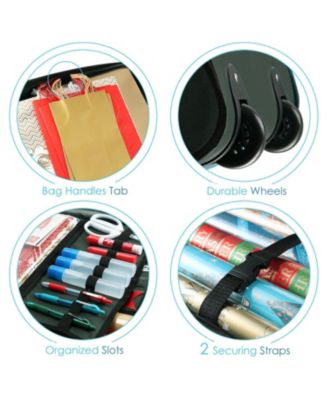 Premium Holiday Gift Wrapping Paper & Accessories Storage Organizer Box - X-Large with Wheels & 2 removable Storage Bins