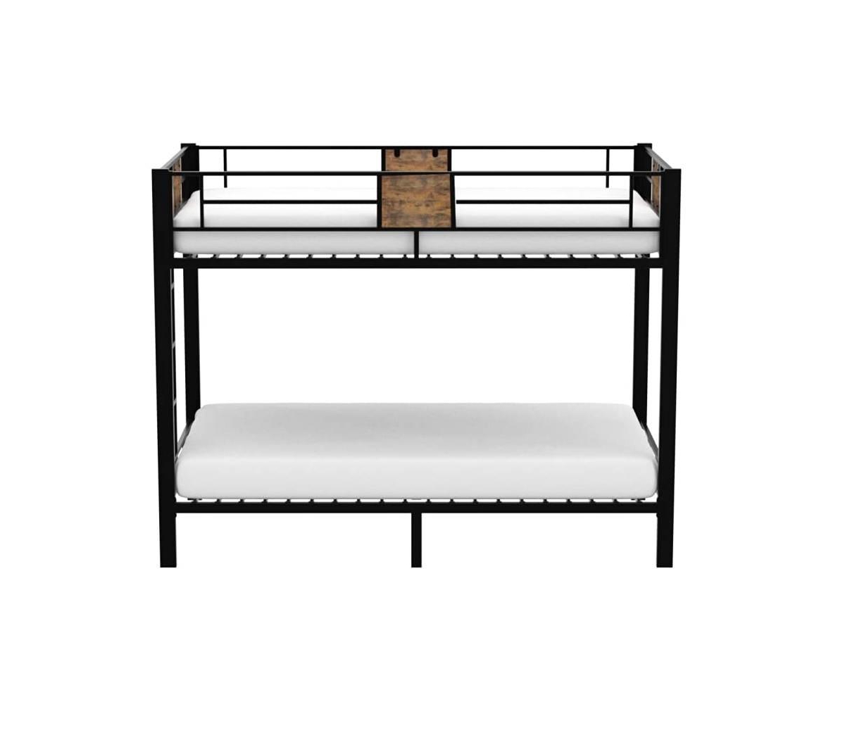 Slickblue Twin over Twin Heavy Duty Metal Bunk Bed with Side Ladder for Space-Saving Design