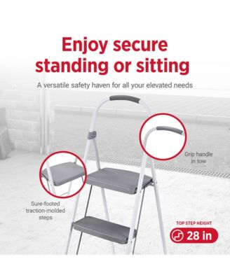 3 Step 225 Lb Capacity Folding Ladder Steel Step Stool with Hand Grip