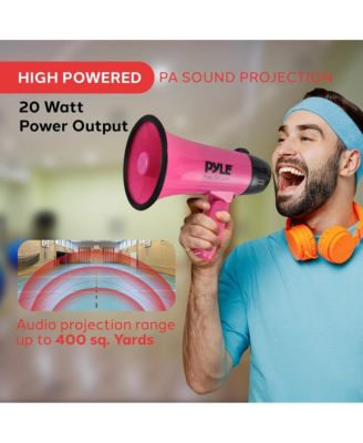 20-Watt Mini Megaphone Speaker with Siren, Adjustable Volume, Portable, Lightweight, Battery Operated Pink Bullhorn