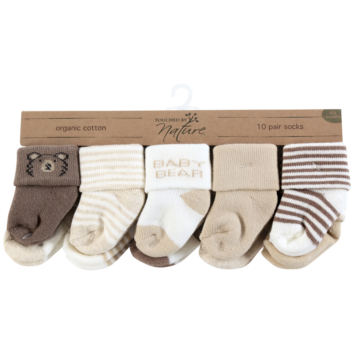 Touched by Nature Baby Boys Organic Cotton Socks, Brown Bear