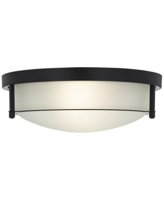 Encina 13" Modern Industrial Flush-Mount Ceiling Light Fixture Kitchen Foyer Hallway Round Black White Glass