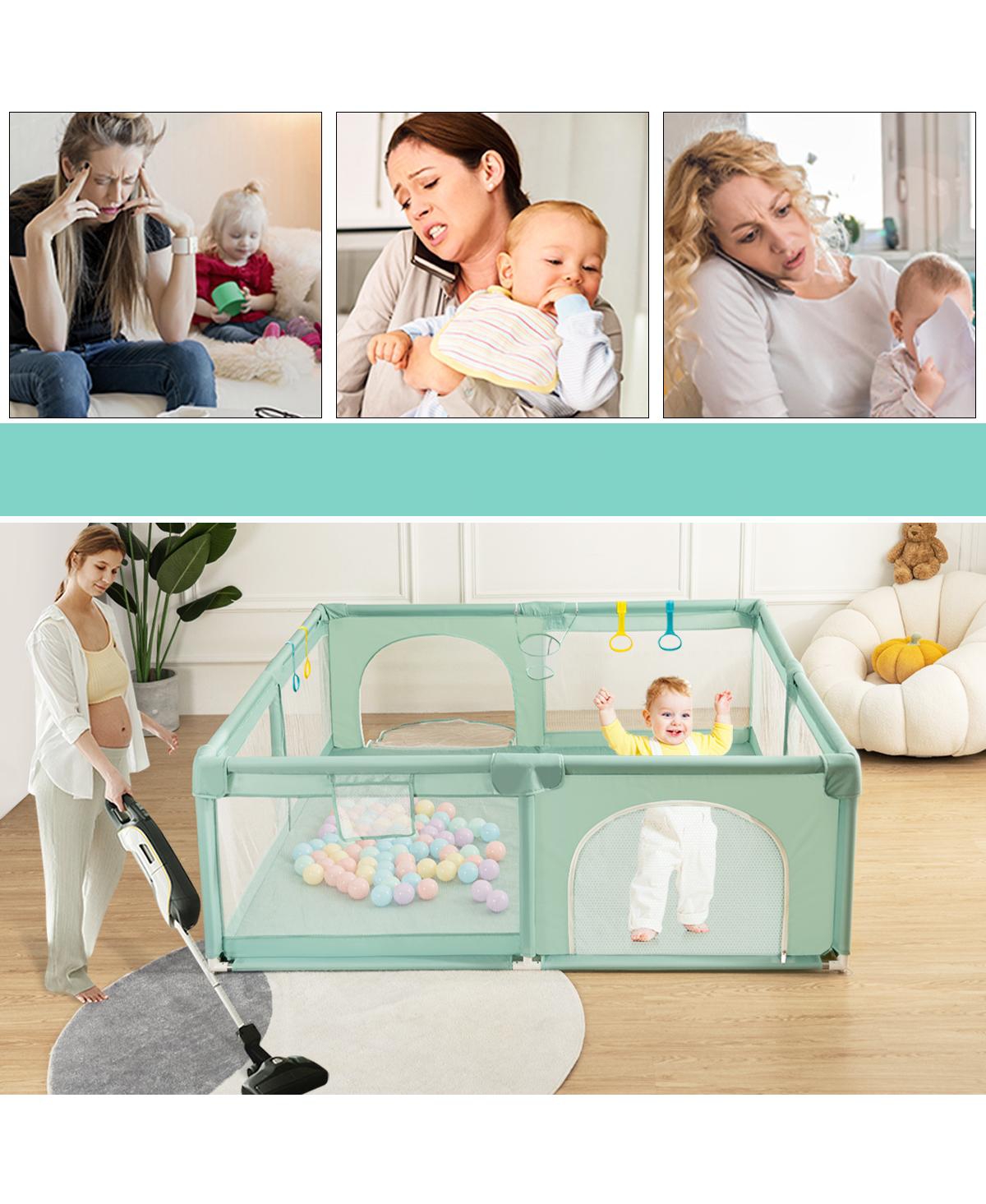 Comomy Baby Playpen, 71x79'' Extra Baby Playard, Kids Activity Center with Anti-Slip Base, Safety Play Yard for Infants Toddlers