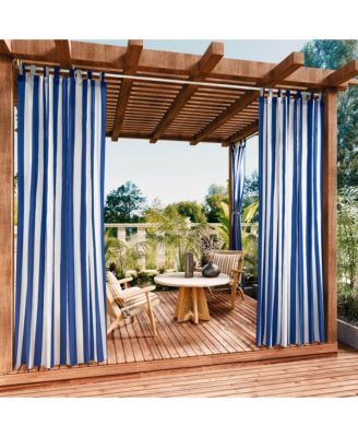 Outdoor Cabana Stripe UV Protected Privacy Tab Top Curtain Panel, 52"x84"