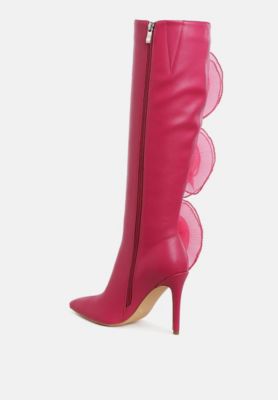 Womens Chinkara Sheer Big Rose Detail Long Boots